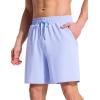 imagebaleaf Mens Swim Trunks with Compression Liner 5 ampamp 7 inch Quick Dry Bathing Suit Swim Shorts with Zippered PocketsLight Blue