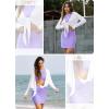 imagebaleaf Womens 2025 UPF 50 Cropped Cover Up Cardigan Tie Front Lightweight Summer Sun Wrap SPF Shirts Beach OutdoorWhitelong Sleeve