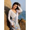 imagebaleaf Womens 2025 UPF 50 Cropped Cover Up Cardigan Tie Front Lightweight Summer Sun Wrap SPF Shirts Beach OutdoorWhitelong Sleeve