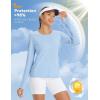 imagebaleaf Womens Sun Shirt UV Protection Shirts Rash Guard Pockets SPF UPF 50 Quick Dry Long Sleeve ClothingLight Blue