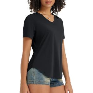 imagebaleaf Womens Short Sleeve Shirts UPF 50 Sun Shirt V Neck UV Workout Moisture Wicking Quick Dry TShirtsBlack
