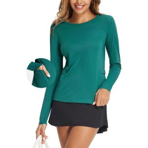 imagebaleaf Womens Sun Shirt UV Protection Shirts Rash Guard Pockets SPF UPF 50 Quick Dry Long Sleeve ClothingGreen