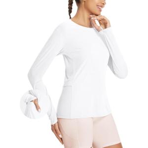 imagebaleaf Womens Sun Shirt UV Protection Shirts Rash Guard Pockets SPF UPF 50 Quick Dry Long Sleeve ClothingWhite