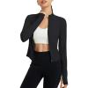 imagebaleaf Womens UPF 50 Sun Shirts Protection SPF Crop Jacket UV Protection Long Sleeve Full Zip Clothing LightweightBlack