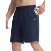 imagebaleaf Mens Athletic Running Shorts 9quot Quick Dry Workout Gym Shorts Lightweight Mesh 2 in 1 Shorts with Zipper PocketsNavy Blue