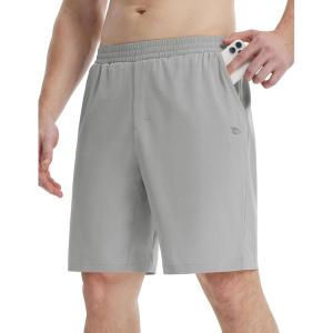 imagebaleaf Mens Athletic Running Shorts 9quot Quick Dry Workout Gym Shorts Lightweight Mesh 2 in 1 Shorts with Zipper PocketsGray