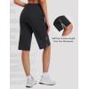 imagebaleaf Womens 14 Long Shorts Knee Length Capris Quick Dry Lightweight Cargo Hiking Cycling Zipper Pockets UPF 50Black