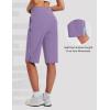 imagebaleaf Womens 14 Long Shorts Knee Length Capris Quick Dry Lightweight Cargo Hiking Cycling Zipper Pockets UPF 50Dark Purple