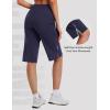 imagebaleaf Womens 14 Long Shorts Knee Length Capris Quick Dry Lightweight Cargo Hiking Cycling Zipper Pockets UPF 50Navy Blue