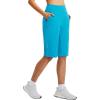 imagebaleaf Womens 14 Long Shorts Knee Length Capris Quick Dry Lightweight Cargo Hiking Cycling Zipper Pockets UPF 50Aqua Blue