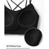 imagebaleaf everleaf Womens Sports Bra Longline Molded Cup Yoga Bra Thin Strap Low Impact Workout Crop Tank TopsBlack