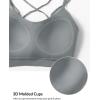 imagebaleaf everleaf Womens Sports Bra Longline Molded Cup Yoga Bra Thin Strap Low Impact Workout Crop Tank TopsDark Gray