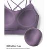 imagebaleaf everleaf Womens Sports Bra Longline Molded Cup Yoga Bra Thin Strap Low Impact Workout Crop Tank TopsPurple