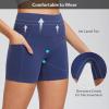 imagebaleaf Sweatleaf Womens Workout Shorts Light Compression High Waisted Yoga Spandex Volleyball Biker Shorts 3 PocketsBlue