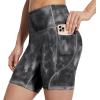 imagebaleaf Sweatleaf Womens Workout Shorts Light Compression High Waisted Yoga Spandex Volleyball Biker Shorts 3 PocketsTie Dye Blacksofter