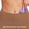 imagebaleaf Womens 8quot 5quot 3quot Biker Shorts High Waist Yoga Workout Gym Running Volleyball Spandex Shorts with PocketsBrownsofter