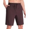 imagebaleaf Mens Athletic Running Shorts 9 Inch Quick Dry Workout Zipper Pocket for Gym BasketballDark Brown