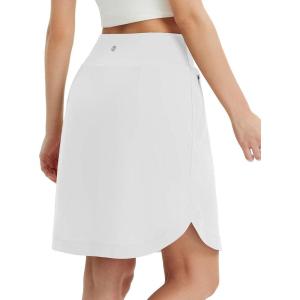 imagebaleaf Skorts for Women 20quot Golf Athletic Tennis Skirts Knee Length Pickleball Hiking Casual Skort Zipper Pockets UPF50White