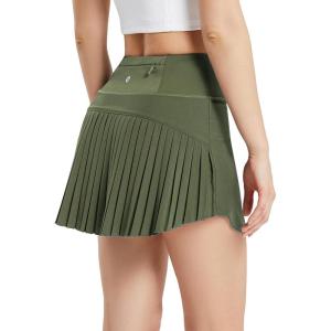 imagebaleaf Womens Pleated Tennis Skirt Golf Skorts for Woman High Waisted Lightweight Athletic Shorts PocketsArmy Green