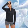 imagebaleaf Womens Lightweight Running Jacket Sun Protection Athletic Full Zip Long Sleeve Shirts UPF 50 Pockets CyclingBlack