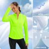 imagebaleaf Womens Lightweight Running Jacket Sun Protection Athletic Full Zip Long Sleeve Shirts UPF 50 Pockets CyclingFluorescent Green