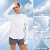 imagebaleaf Womens Lightweight Running Jacket Sun Protection Athletic Full Zip Long Sleeve Shirts UPF 50 Pockets CyclingWhite