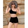 imagebaleaf Womens Swim Shorts 3quot High Waisted Swimsuit Tummy Control Bottoms Ruched Side Board Shorts with PocketBlack