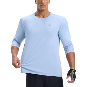 imagebaleaf Mens Mountain Bike Shirts Long Sleeve Loosefit Cycling Jersey Zipper Pocket UPF 50 Workout Hiking Athletic RunningLight Blue