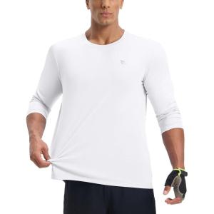 imagebaleaf Mens Mountain Bike Shirts Long Sleeve Loosefit Cycling Jersey Zipper Pocket UPF 50 Workout Hiking Athletic RunningWhite