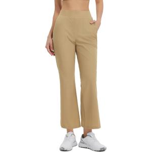 imagebaleaf Womens 26quot29quot Work Pants Stretchy Golf Lightweight Stretch Flare Dress Pant Pockets Bussiness UPF 5026inbrown