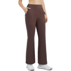 imagebaleaf Womens 26quot29quot Work Pants Stretchy Golf Lightweight Stretch Flare Dress Pant Pockets Bussiness UPF 5029indark Brown