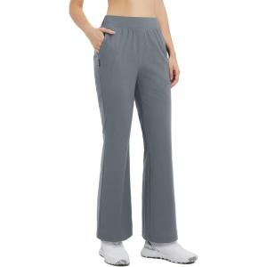 imagebaleaf Womens 26quot29quot Work Pants Stretchy Golf Lightweight Stretch Flare Dress Pant Pockets Bussiness UPF 5029indark Gray