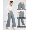 imagebaleaf Womens Wide Leg Dress Pants Stretch High Waist Yoga Pants Casual Slacks Pockets Pull On Travel Petite Plus SizeDark Grey