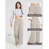imagebaleaf Womens Wide Leg Dress Pants Stretch High Waist Yoga Pants Casual Slacks Pockets Pull On Travel Petite Plus SizeKhaki
