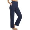 imagebaleaf Womens Yoga Dress Pants Wide Leg with Pockets High Waist Stretch Casual Work Travel SweatpantsNavy Blue
