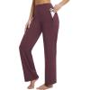imagebaleaf Womens Yoga Dress Pants Wide Leg with Pockets High Waist Stretch Casual Work Travel SweatpantsWine Red