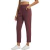 imagebaleaf Womens Travel Pants with Zipper Pockets Stretchy Work Pants Business Casual Slacks Golf Pants Dressy with PocketsWine Red