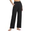 imagebaleaf Womens Yoga Dress Pants Wide Leg with Pockets High Waist Stretch Casual Work Travel SweatpantsBlack
