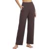 imagebaleaf Womens Yoga Dress Pants Wide Leg with Pockets High Waist Stretch Casual Work Travel SweatpantsDark Brown