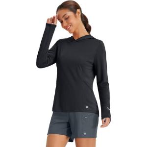 imagebaleaf Womens Sun Shirts UPF 50 Hoodie Long Sleeve Spf UV Shirt Lightweight Quick Dry Hiking Zip PocketBlack