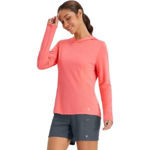 imagebaleaf Womens Sun Shirts UPF 50 Hoodie Long Sleeve Spf UV Shirt Lightweight Quick Dry Hiking Zip PocketPink