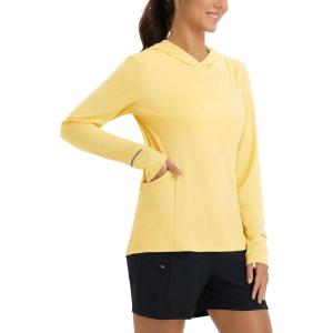 imagebaleaf Womens Sun Shirts UPF 50 Hoodie Long Sleeve Spf UV Shirt Lightweight Quick Dry Hiking Zip PocketYellow