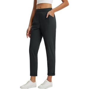 imagebaleaf Womens Travel Pants with Zipper Pockets Stretchy Work Pants Business Casual Slacks Golf Pants Dressy with PocketsBlack