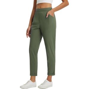 imagebaleaf Womens Travel Pants with Zipper Pockets Stretchy Work Pants Business Casual Slacks Golf Pants Dressy with PocketsGreen