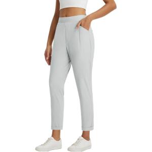 imagebaleaf Womens Travel Pants with Zipper Pockets Stretchy Work Pants Business Casual Slacks Golf Pants Dressy with PocketsLight Grey