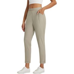 imagebaleaf Womens Travel Pants with Zipper Pockets Stretchy Work Pants Business Casual Slacks Golf Pants Dressy with PocketsTwill