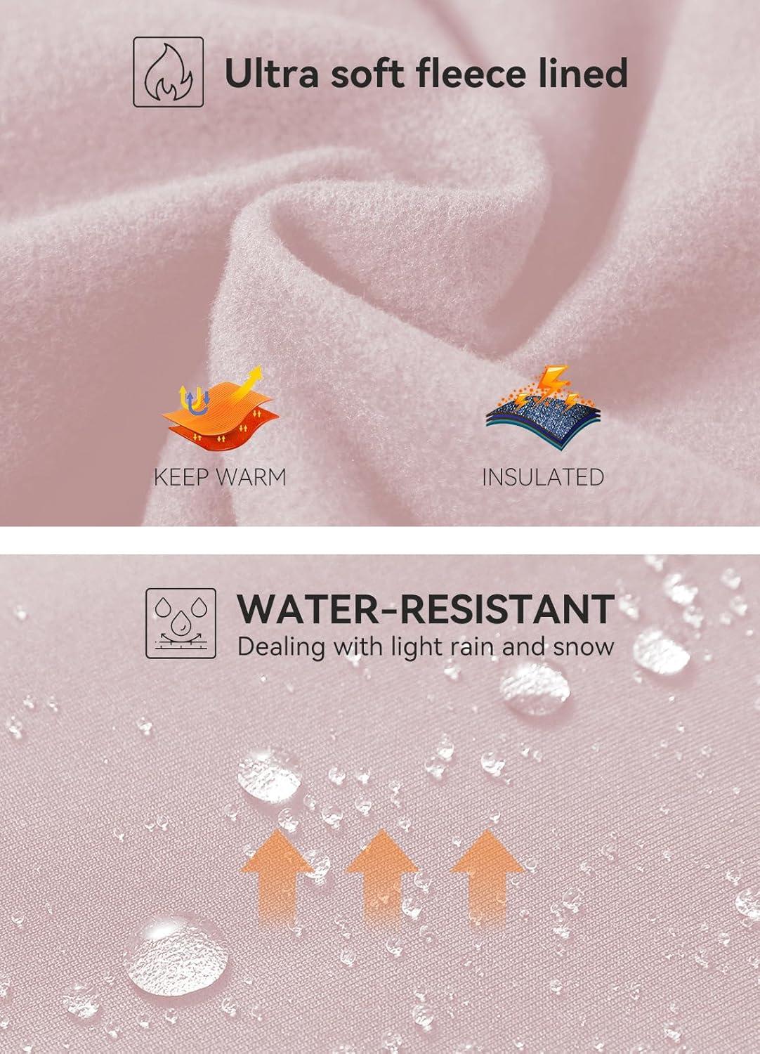 imagebaleaf Womens Fleece Lined Leggings Water Resistant Thermal Winter Warm Tights High Waisted with Pockets Running GearAlight Purple27