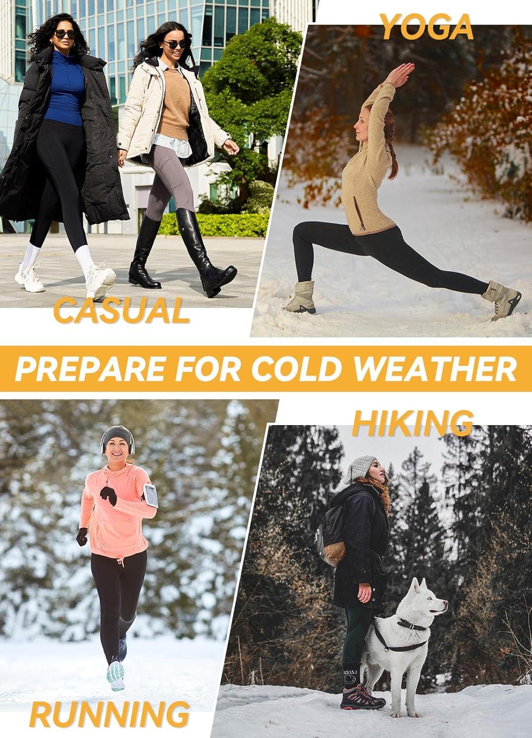 imagebaleaf Womens Fleece Lined Leggings Water Resistant Thermal Winter Warm Tights High Waisted with Pockets Running GearAlight Purple27