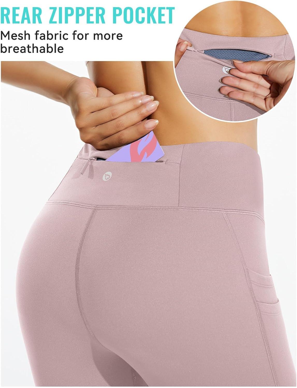 imagebaleaf Womens Fleece Lined Leggings Water Resistant Thermal Winter Warm Tights High Waisted with Pockets Running GearAlight Purple27