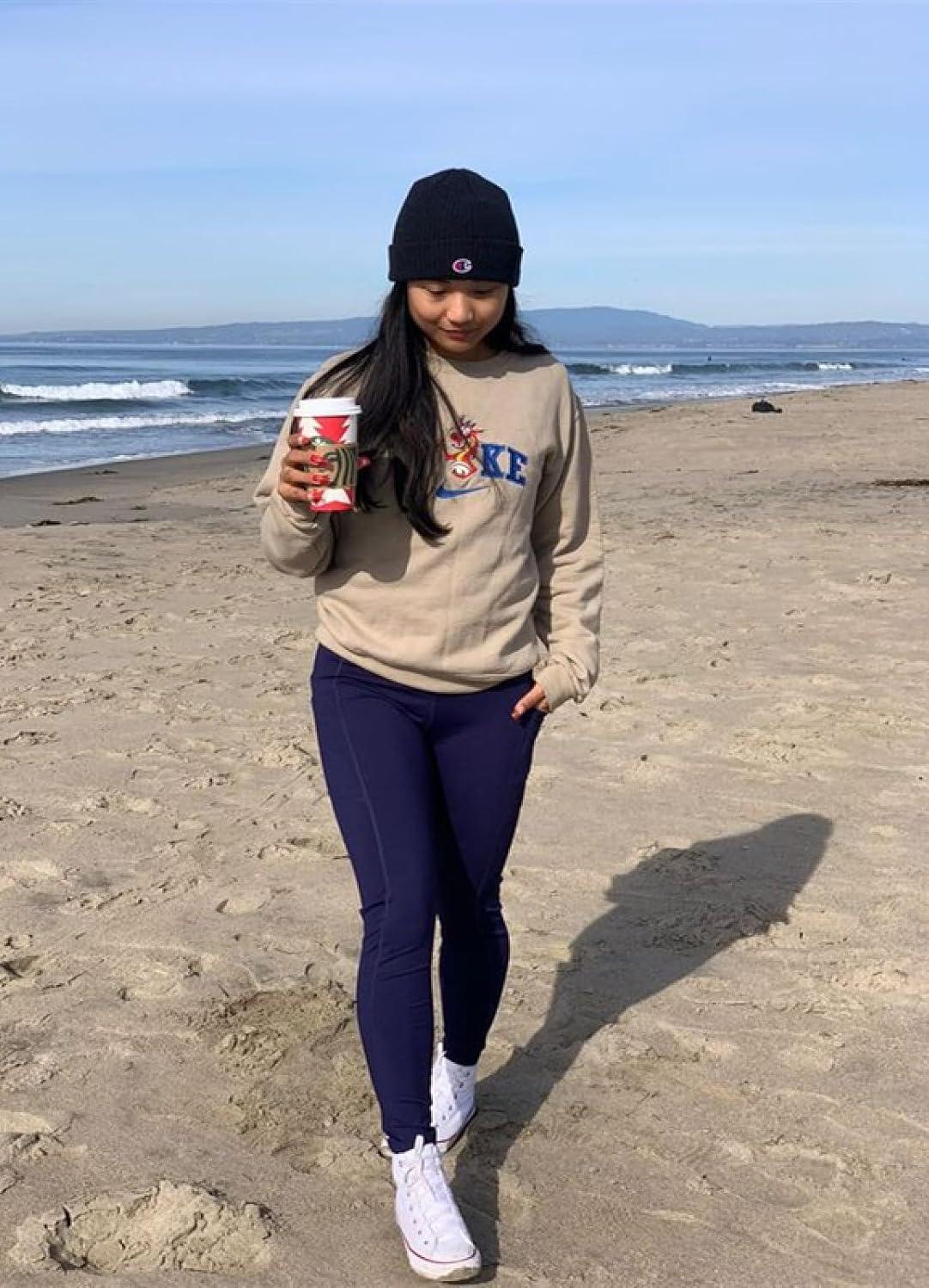 imagebaleaf Womens Fleece Lined Leggings Water Resistant Thermal Winter Warm Tights High Waisted with Pockets Running GearAlight Purple27